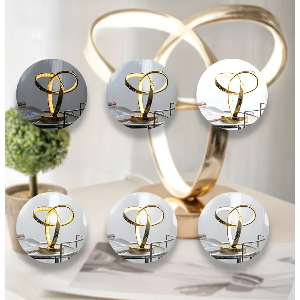 LuxeLoop Möbius-Ring LED Tischlampe | Luxus Leselampe | Modernes Design | Elegante Wohnraumbeleuchtung