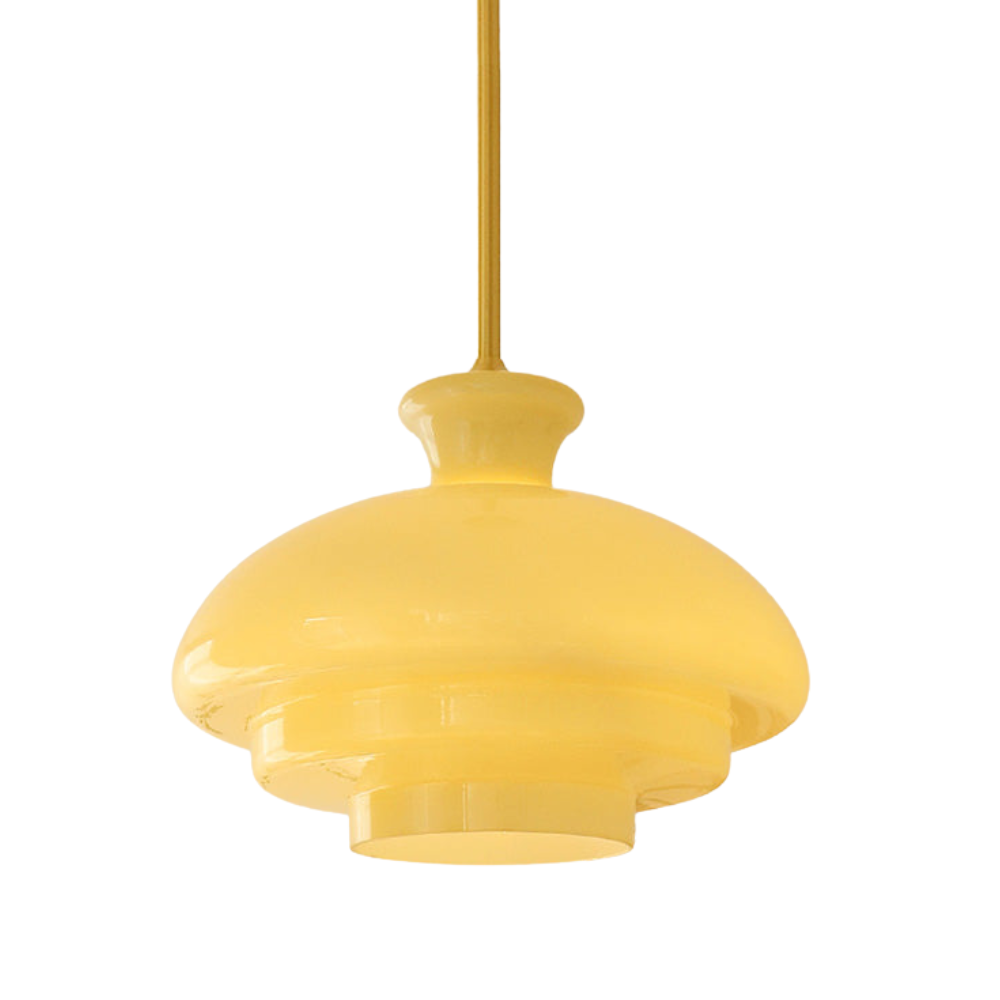 GlacioLux Bauhaus Stil Pendelleuchte | Cremegelbes Glas | Vintage Design | Deckenleuchte für Wohnzimmer & Esszimmer | Stilvolle Beleuchtung für Zuhause