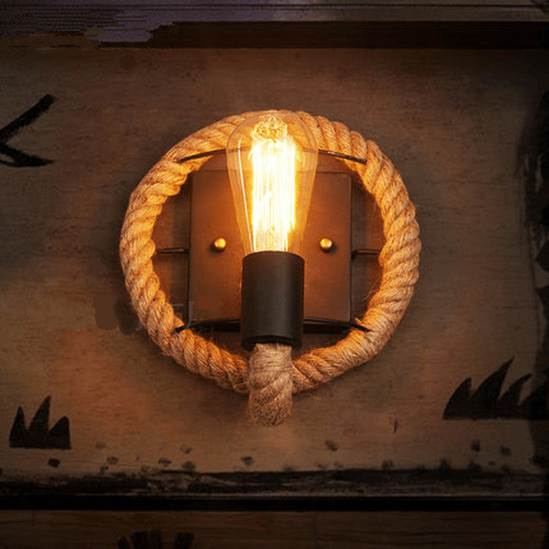 RusticGlow Seil-Wandleuchte | Vintage Stil | Hanfseil-Lampendesign | Einzigartige Dekoration | Umweltfreundliche Wandlampe