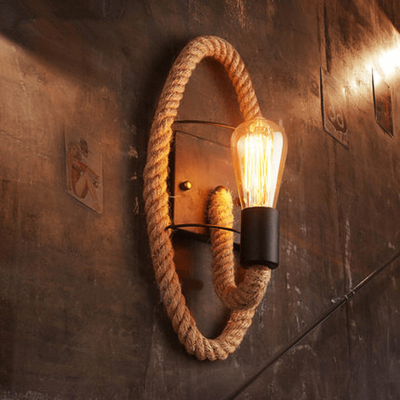RusticGlow Seil-Wandleuchte | Vintage Stil | Hanfseil-Lampendesign | Einzigartige Dekoration | Umweltfreundliche Wandlampe