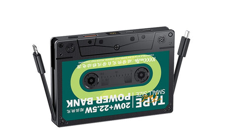 VoltCassette Retro Powerbank | Tragbares Ladegerät | Vintage Design | 10.000mAh Akku für Unterwegs