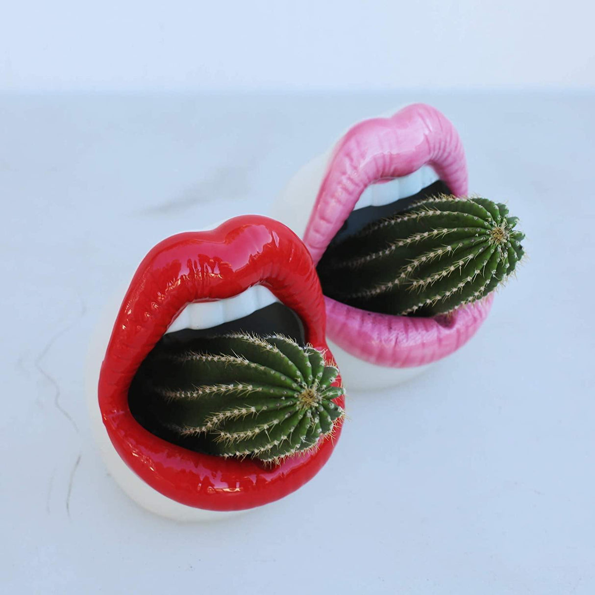 KissBloom Lippen-Keramik Blumentopf | Einzigartiges Design | Für Pflanzen & Deko | In Rot, Rosa & Lila