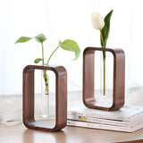 PlantFrame Holz-Glas Pflanzvase | Stilvoller Anzuchtbehälter | Perfekt für Pflanzenliebhaber & Dekoration