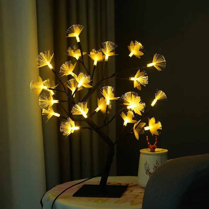 GlowBirch Faseroptische Baumleuchte | Weiße Birke Design | Stimmungsvolle Beleuchtung | Deko für Zuhause