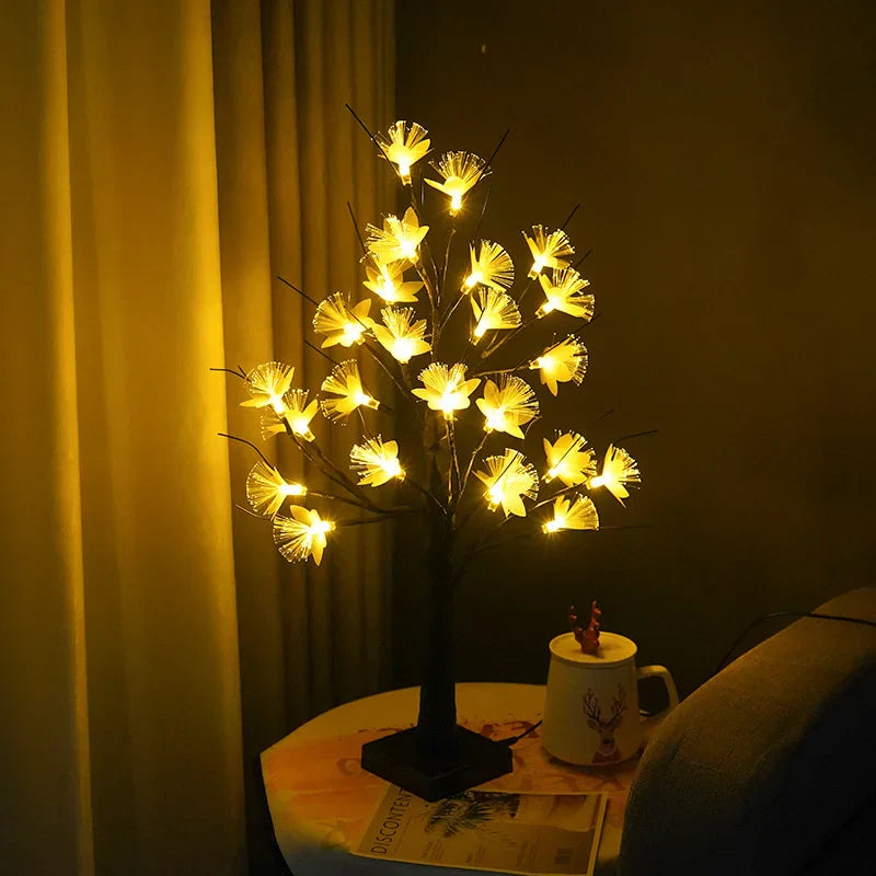 GlowBirch Faseroptische Baumleuchte | Weiße Birke Design | Stimmungsvolle Beleuchtung | Deko für Zuhause