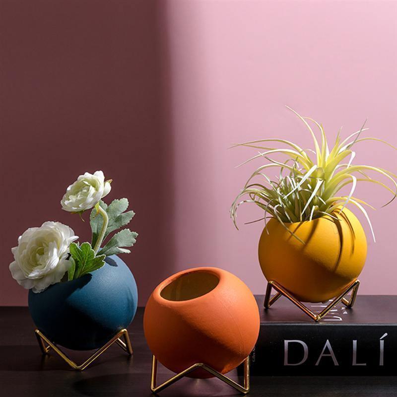 ColorBloom Keramik Pflanzentopf mit Ständer | Bunte Blumentöpfe | Moderne Pflanzgefäße für Zuhause & Büro