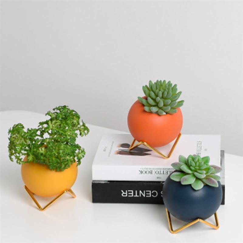 ColorBloom Keramik Pflanzentopf mit Ständer | Bunte Blumentöpfe | Moderne Pflanzgefäße für Zuhause & Büro