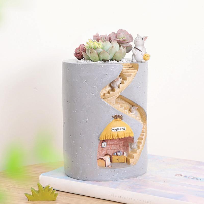 CritterHome Tierischer Blumentopf | Dekorativer Pflanztopf für Zuhause | Stil: Igel oder Hase