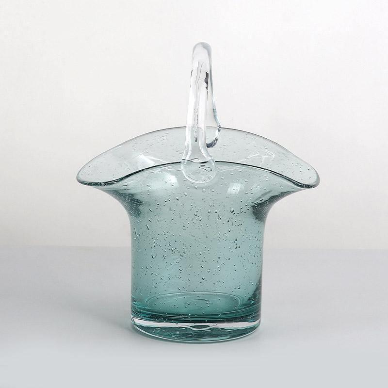 GlassBag Design-Glasvase | Modernes Korb- und Taschen-Design | Dekorative Vase | Handgefertigtes Wohnaccessoire