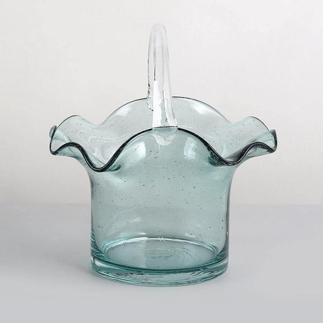 GlassBag Design-Glasvase | Modernes Korb- und Taschen-Design | Dekorative Vase | Handgefertigtes Wohnaccessoire