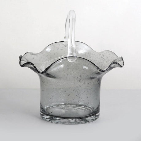 GlassBag Design-Glasvase | Modernes Korb- und Taschen-Design | Dekorative Vase | Handgefertigtes Wohnaccessoire