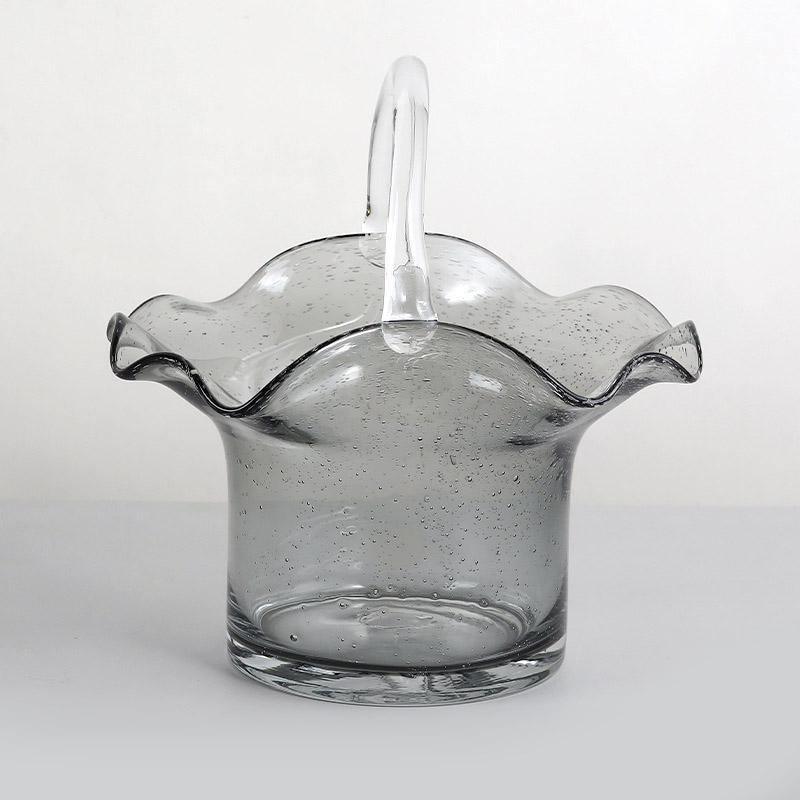 GlassBag Design-Glasvase | Modernes Korb- und Taschen-Design | Dekorative Vase | Handgefertigtes Wohnaccessoire