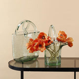 GlassBag Design-Glasvase | Modernes Korb- und Taschen-Design | Dekorative Vase | Handgefertigtes Wohnaccessoire
