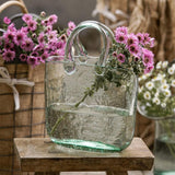 GlassBag Design-Glasvase | Modernes Korb- und Taschen-Design | Dekorative Vase | Handgefertigtes Wohnaccessoire