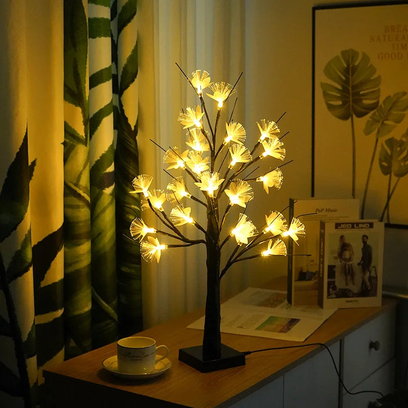 GlowBirch Faseroptische Baumleuchte | Weiße Birke Design | Stimmungsvolle Beleuchtung | Deko für Zuhause