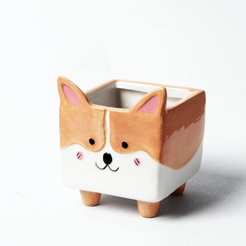 PlanterPets Keramik Tier-Übertopf Set | Quadratische Sukkulententöpfe | Ideal für Innenräume & Dekoration