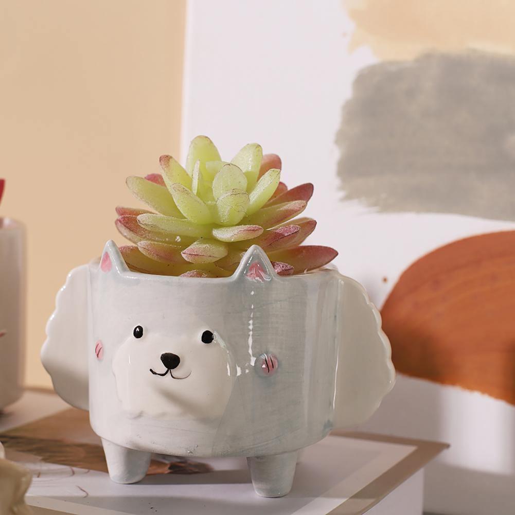 PlanterPets Keramik Tier-Übertopf Set | Quadratische Sukkulententöpfe | Ideal für Innenräume & Dekoration
