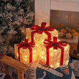 JollyGlow LED Geschenkboxen Set | Weihnachtsbeleuchtung | Deko für Innen & Außen | Set aus 3 Boxen