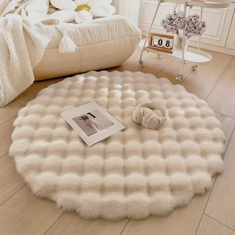 PlushCircle Rundteppich aus Kunstfell | Weich wie Kaninchenfell | Hochwertige Deko für Zuhause