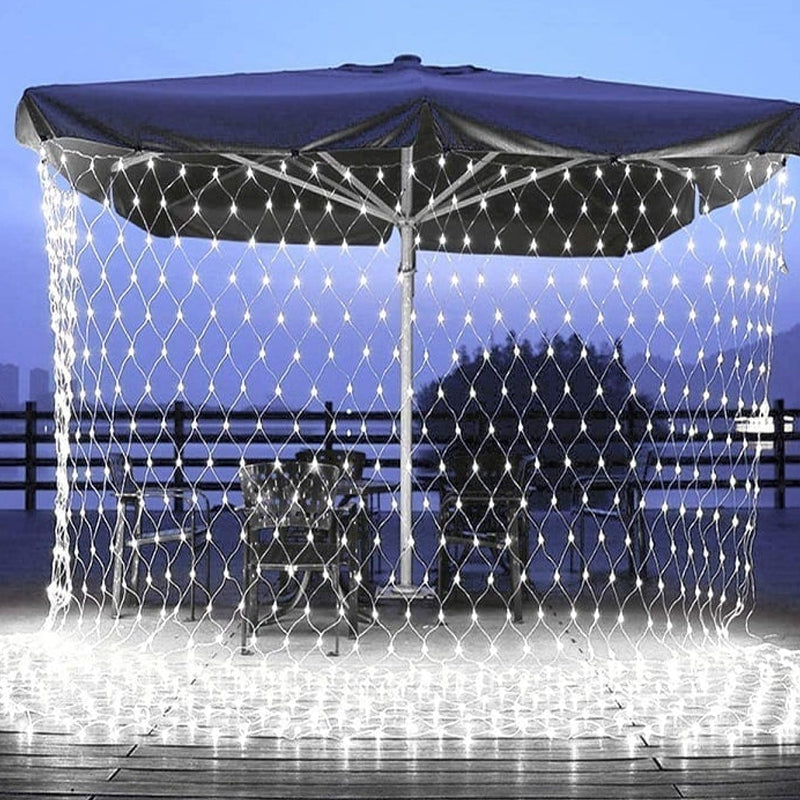 SolarNet Glow Outdoor LED Lichterkette | Fischnetz Design | Solarbetrieben | Stimmungsvolles Licht für Garten und Balkon