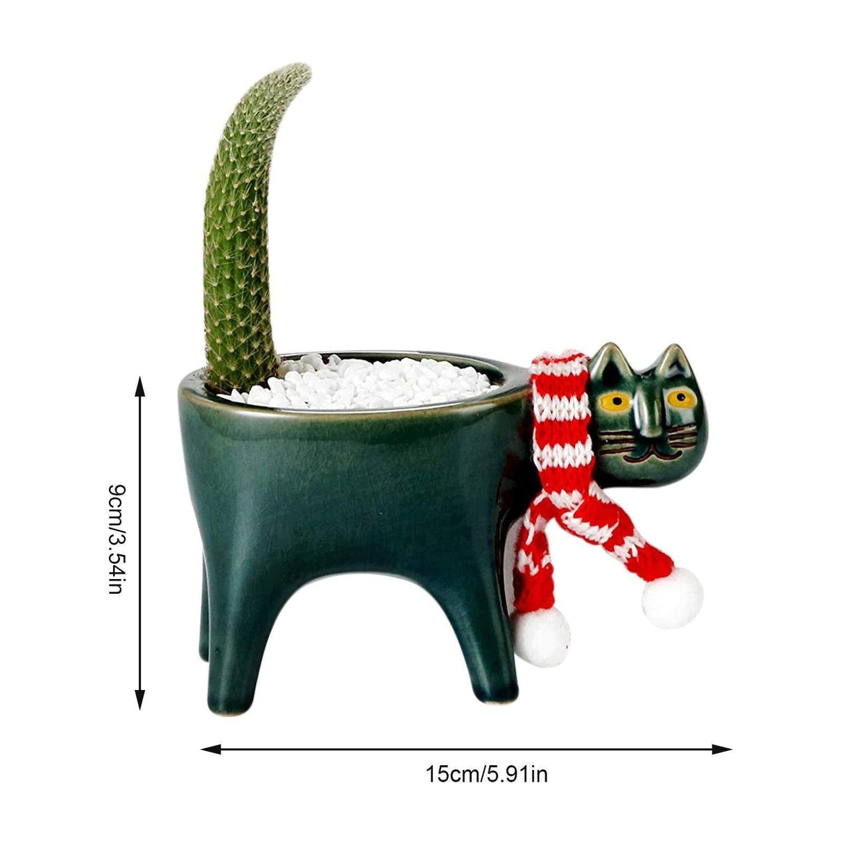 KittyCharm Glasiertes Keramik-Pflanzgefäß | Katzen-Design | Stilvolle Deko