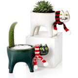 KittyCharm Glasiertes Keramik-Pflanzgefäß | Katzen-Design | Stilvolle Deko