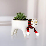 KittyCharm Glasiertes Keramik-Pflanzgefäß | Katzen-Design | Stilvolle Deko