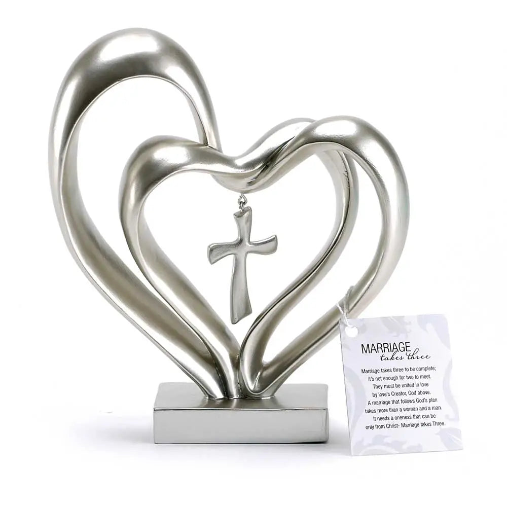 EternalBond Herz-Kreuz Tischdekoration | Symbolische Deko für Hochzeit & Zuhause | In Braun & Silber erhältlich