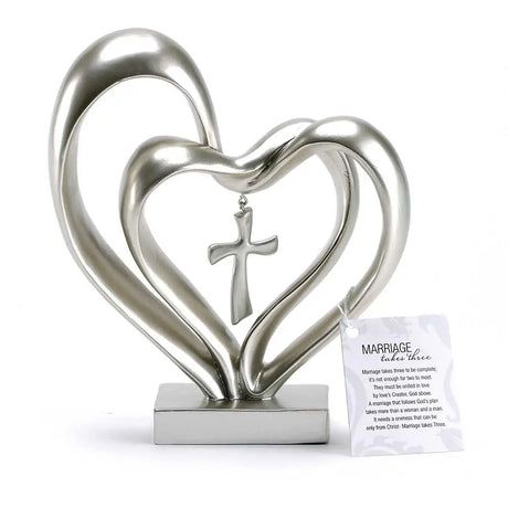 EternalBond Herz-Kreuz Tischdekoration | Symbolische Deko für Hochzeit & Zuhause | In Braun & Silber erhältlich