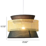RyukuGlow Rattan Hängeleuchte | Japanisches Trommeldesign | Natürliche Eleganz | Ideal für Esszimmer & Wohnzimmer