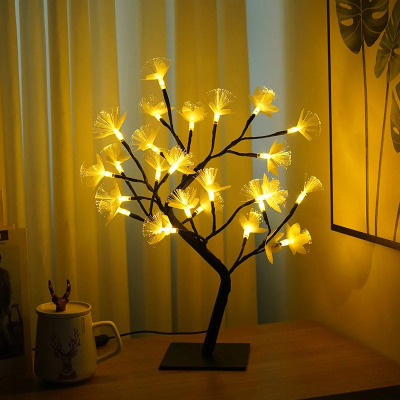 GlowBirch Faseroptische Baumleuchte | Weiße Birke Design | Stimmungsvolle Beleuchtung | Deko für Zuhause