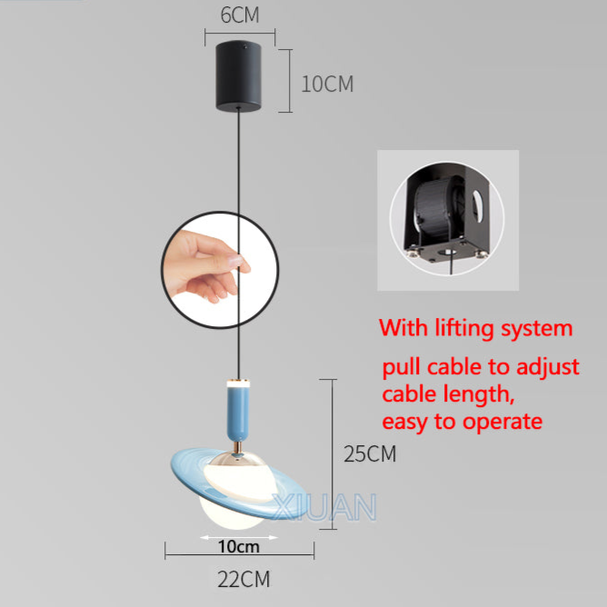 Orbium Saturn Design Pendelleuchte | Modernes Lichtkonzept | Elegantes Raumschiff-Design | Stimmungsvolle Beleuchtung