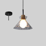 RippleWood Glas Pendelleuchte mit Holz | Modernes Design | Elegante Hängelampe | Nachhaltige Beleuchtung