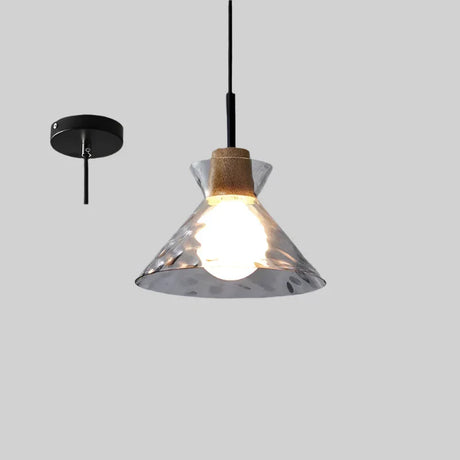 RippleWood Glas Pendelleuchte mit Holz | Modernes Design | Elegante Hängelampe | Nachhaltige Beleuchtung