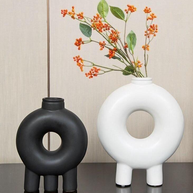 FloraLoop Donut-Blumenvase | Modernes Design | Minimalistische Keramikvase | Deko für Zuhause