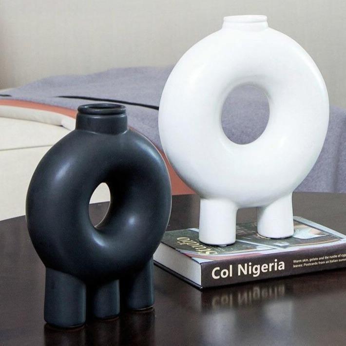 FloraLoop Donut-Blumenvase | Modernes Design | Minimalistische Keramikvase | Deko für Zuhause