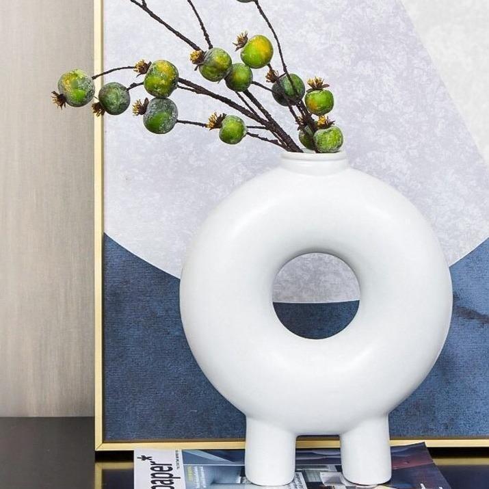 FloraLoop Donut-Blumenvase | Modernes Design | Minimalistische Keramikvase | Deko für Zuhause