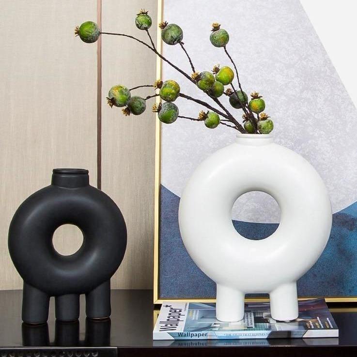 FloraLoop Donut-Blumenvase | Modernes Design | Minimalistische Keramikvase | Deko für Zuhause