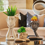 EmotionFaces Keramik Pflanztopf-Skulpturen Trio | Künstlerisches Design | Dekorative Pflanzgefäße
