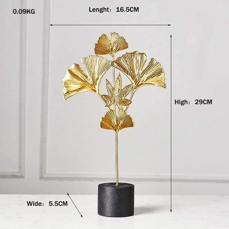 LeafyGlow Skulptur Dekofigur aus Metall | Ginkgo-Design | Wohnaccessoire | Tisch- und Regaldekoration