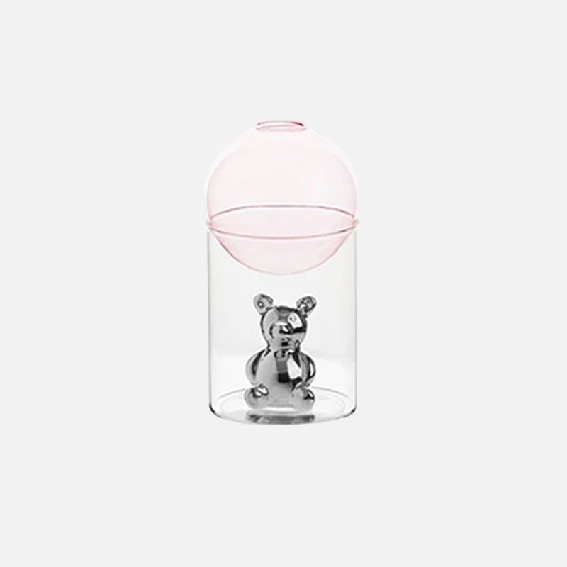 CosmoBear Glasvase | Galaktisches Design | Dekorative Vase | Bärförmige Glasvase für Blumen und Dekoration