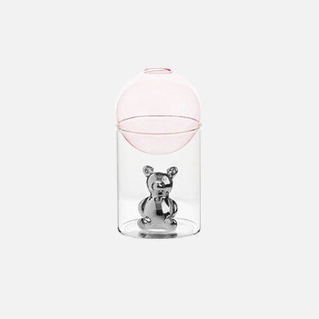 CosmoBear Glasvase | Galaktisches Design | Dekorative Vase | Bärförmige Glasvase für Blumen und Dekoration