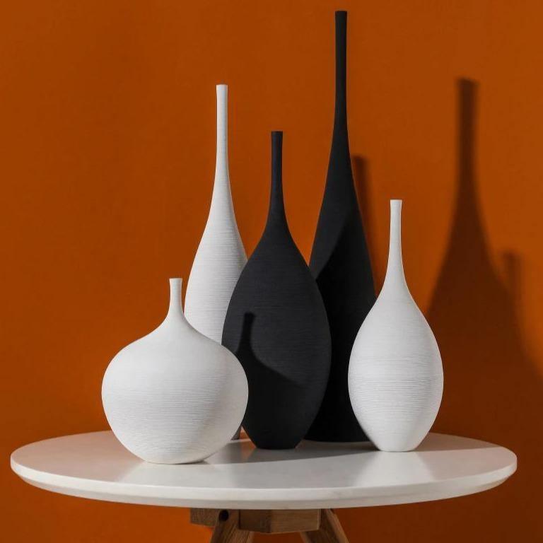 Eleganza Slim Vasen-Set | Schlanke Keramikvasen | Minimalistisches Design | Stilvolle Wohn-Deko
