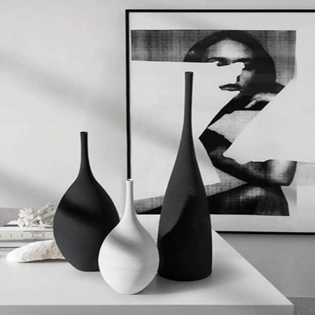 Eleganza Slim Vasen-Set | Schlanke Keramikvasen | Minimalistisches Design | Stilvolle Wohn-Deko