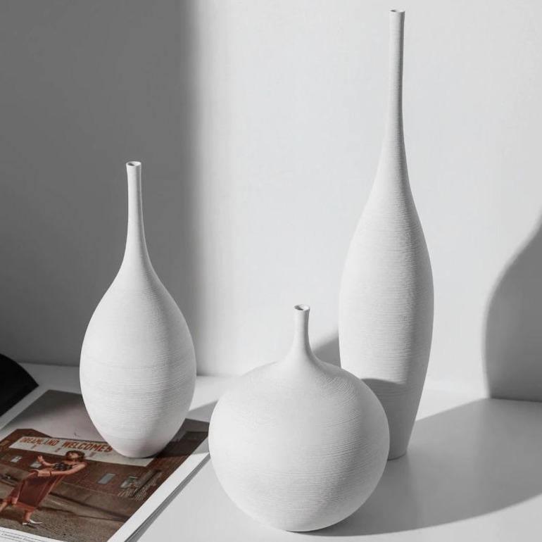 Eleganza Slim Vasen-Set | Schlanke Keramikvasen | Minimalistisches Design | Stilvolle Wohn-Deko