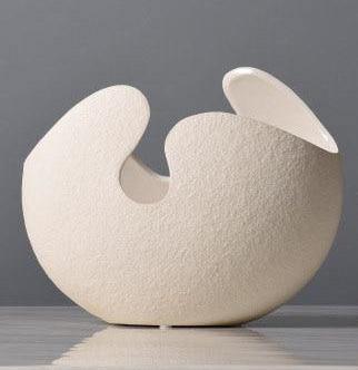 CrackElegance Weiße Keramik-Eivase | Handgefertigt | Modernes Design | Dekorative Wohnaccessoires