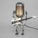 RockBot Roboter Tischlampe mit Gitarre | Vintage Deko-Licht | Stimmungslampe für Musikliebhaber