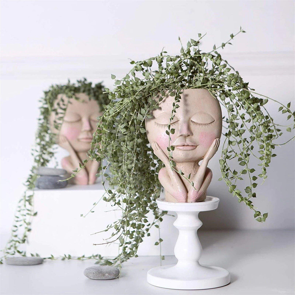 BlushBloom Deko-Blumentopf im Gesicht-Design | Modern & Einzigartig | Für Pflanzen & Deko-Liebhaber