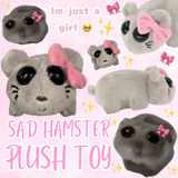 PlushHam Sad Hamster Kuscheltier | Lustiges Meme-Design | Mit oder ohne Sound | Perfekt zum Kuscheln & Verschenken