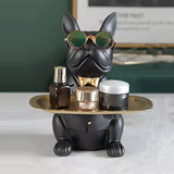BulldogVault Deko-Spardose mit Tablett | Französische Bulldogge Statue | Stilvoll & Praktisch